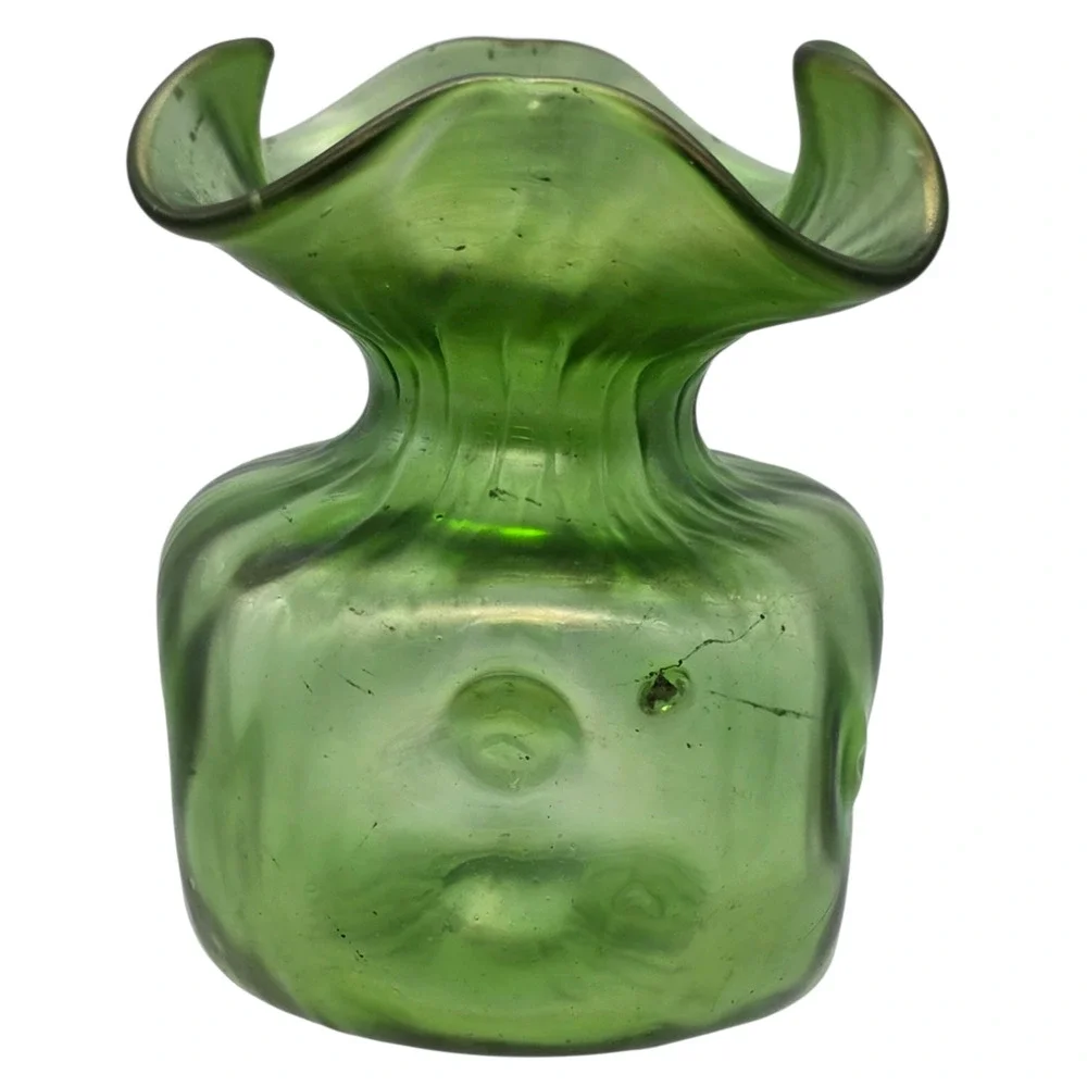 LOETZ GREEN NOVEAU CRETA RUSTICANA VASE 4 1/2